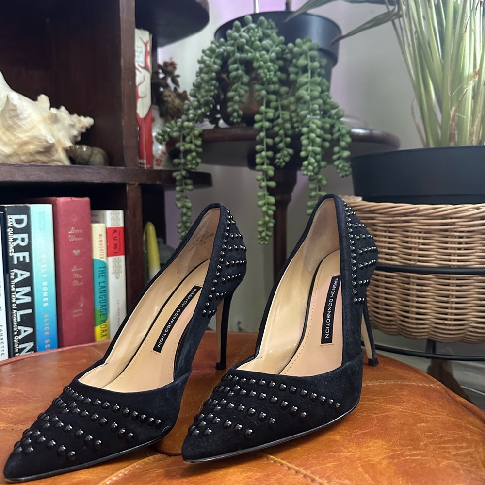 French Connection Black Studded Heels